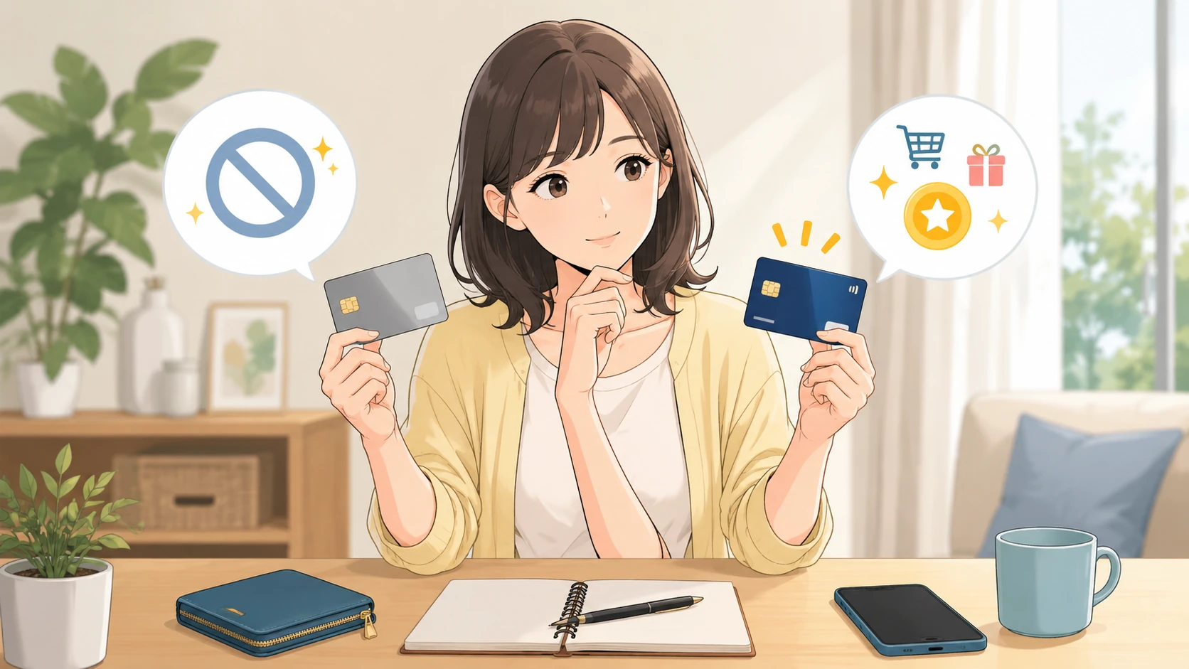 年会費とポイントの使いやすさを比較するイメージ